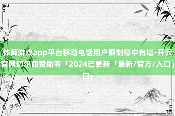 体育游戏app平台移动电话用户限制稳中有增-开云官网切尔西赞助商「2024已更新「最新/官方/入口」